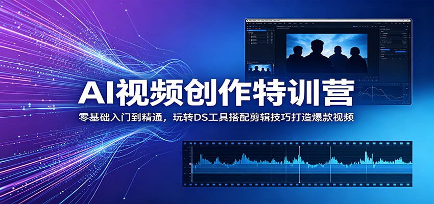 AI视频创作特训营:零基础入门到精通,玩转DS工具搭配剪辑技巧打造爆款视频-轻创星球网